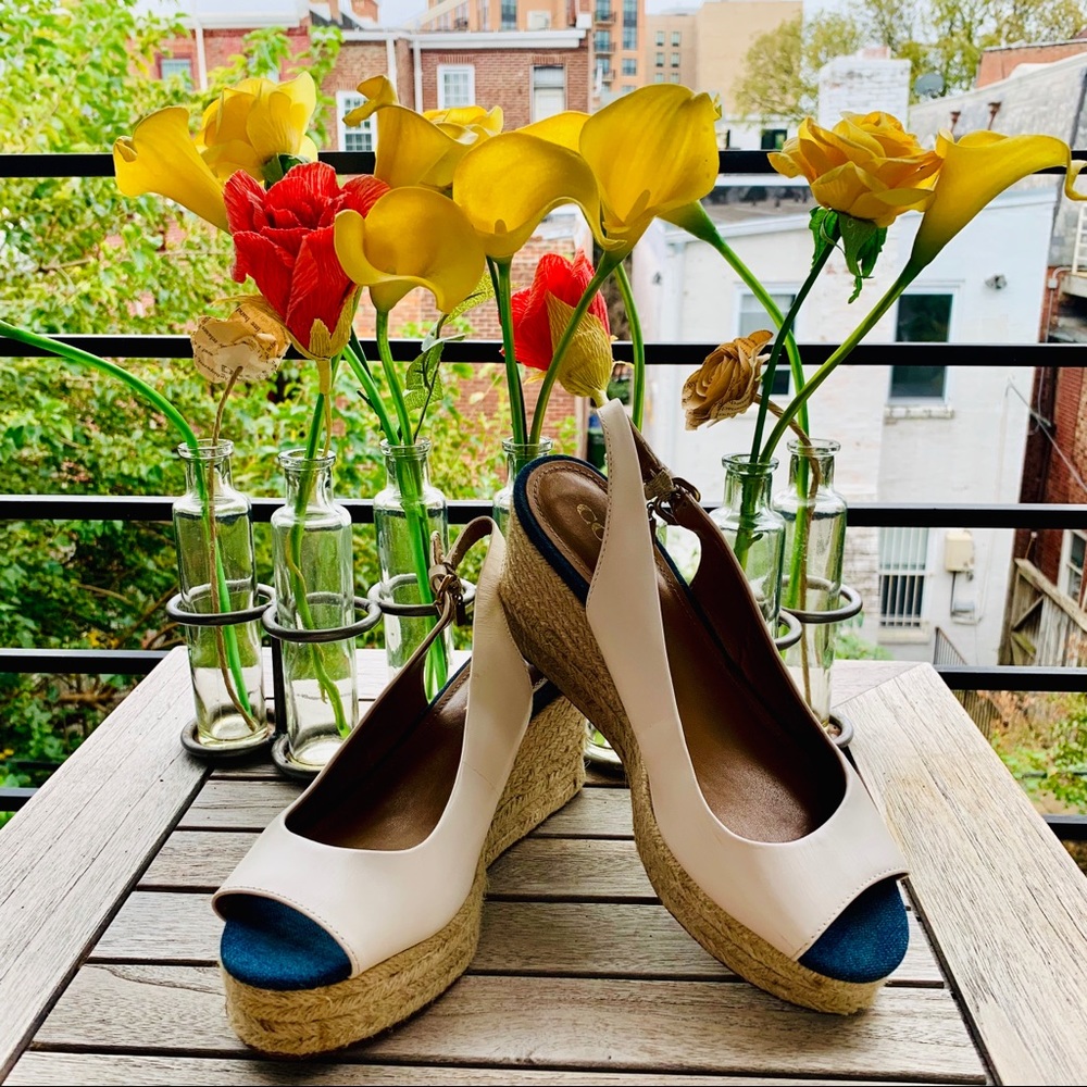 Coach White Slingback Peep Toe Sandals